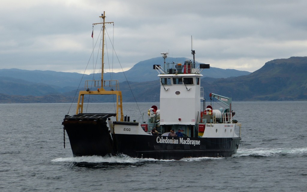 The Caledonian MacBrayne ferry Eigg approaching Mingary Pier, Kilchoan.